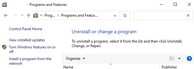 O utilitário Programas e recursos será aberto e agora procure por Dell System Detect.