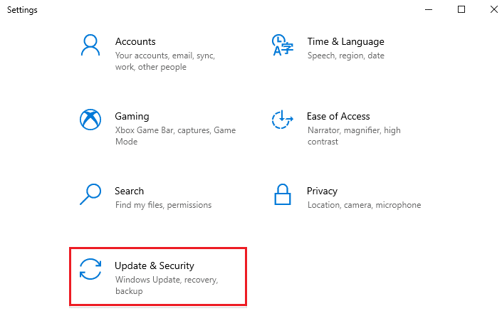 Selectați Actualizare și securitate. Remediați eroarea de instalare a Windows Update 0x8007012a