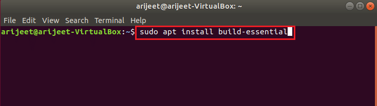 comando do terminal linux do ubuntu para instalar o pacote essencial de compilação