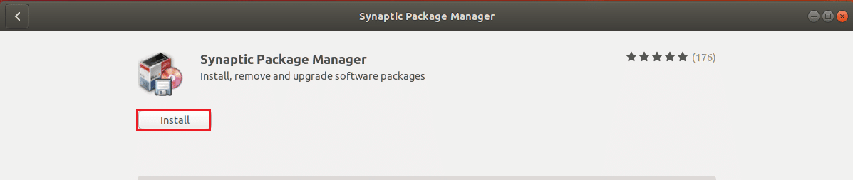 ติดตั้งตัวจัดการแพ็คเกจ synaptic จากซอฟต์แวร์ Ubuntu