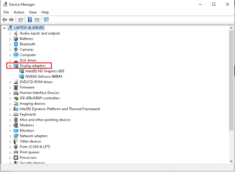 Klik panah di sebelah Display adapters untuk memperluas. Perbaiki Penggunaan CPU Tinggi Ntoskrnl.exe