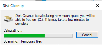 Sebuah prompt akan muncul dan Disk Cleanup akan menghitung jumlah ruang yang dapat dikosongkan. Perbaiki Penggunaan CPU Tinggi Ntoskrnl.exe