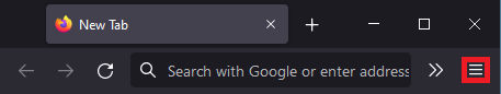 คลิกไอคอนขีดสามขีดที่มุมขวาบนในเบราว์เซอร์ Firefox
