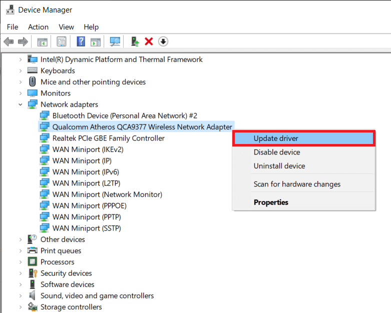 ดับเบิลคลิกที่ Network adapters