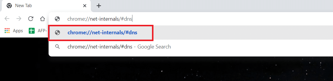 tapez chrome://net-internals/#dns dans la barre de recherche et appuyez sur Entrée. Correction de la réponse vide Err dans Google Chrome