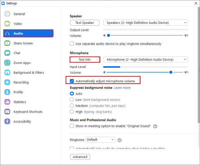 Pour tester votre microphone, cliquez sur l'option Test Mic. Maintenant, votre audio sera enregistré.