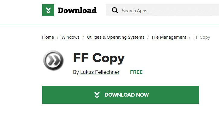 Pagina di download per FF Copy