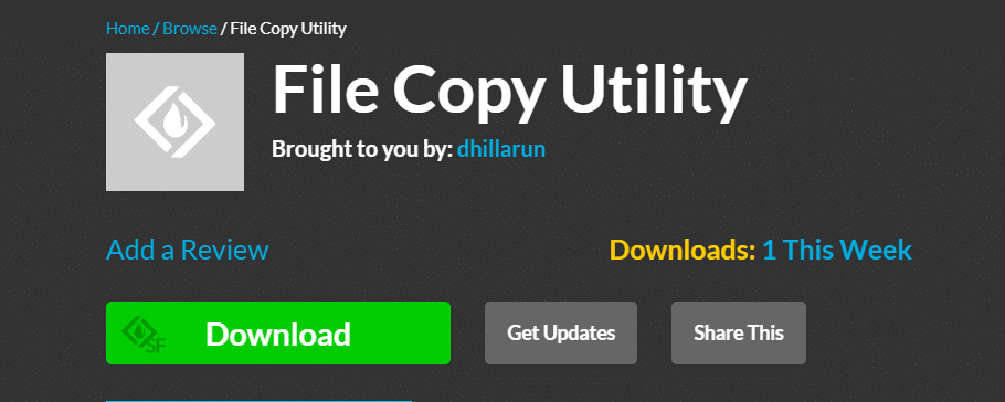 Pagina di download per l'utilità di copia file