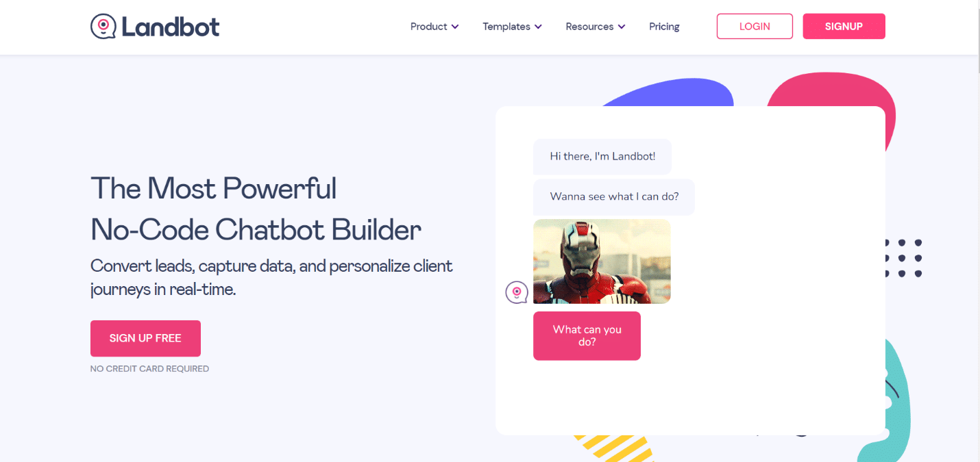 Page d'accueil Landbot | Chatbot IA en ligne