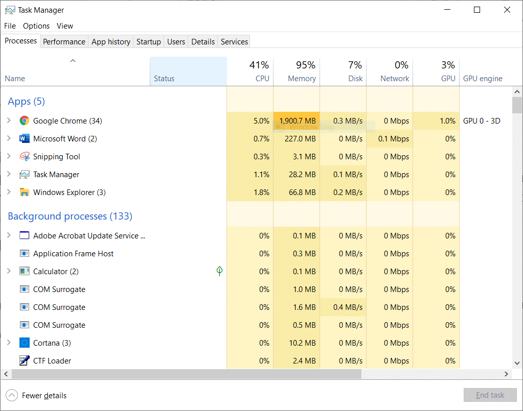 Avvia Task Manager premendo contemporaneamente i tasti Ctrl, Maiusc ed Esc. Correggi l'errore BREAKPOINT di Google Chrome STATUS