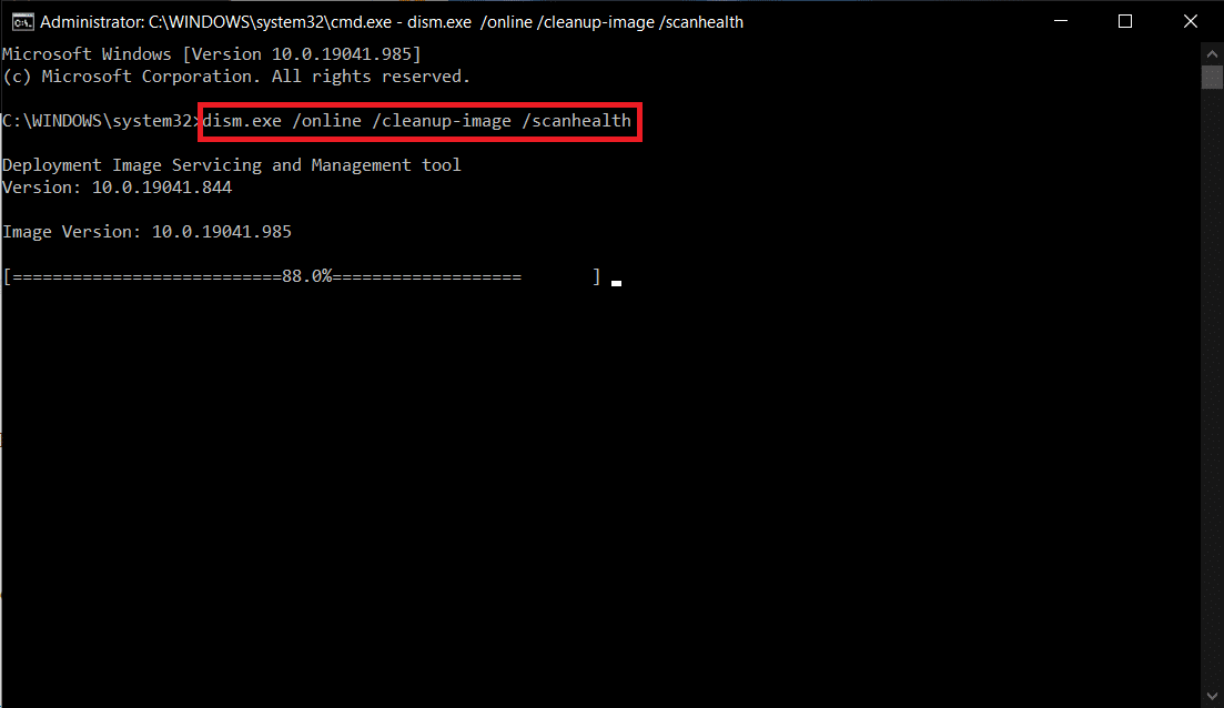 pindai perintah kesehatan di Command Prompt. Perbaiki Kesalahan BREAKPOINT STATUS Google Chrome