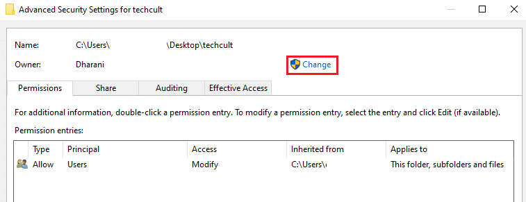 Maintenant, cliquez sur l'option Modifier. Correction de l'erreur de service 1053 sur Windows 10