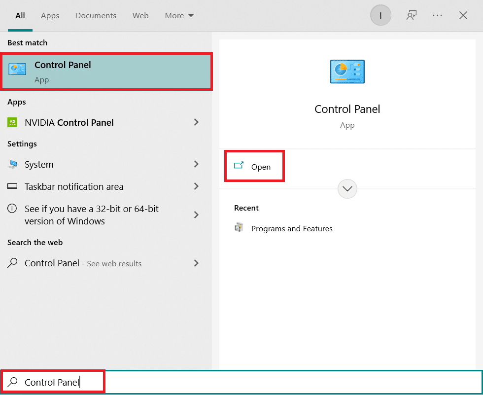 Abra o Painel de Controle