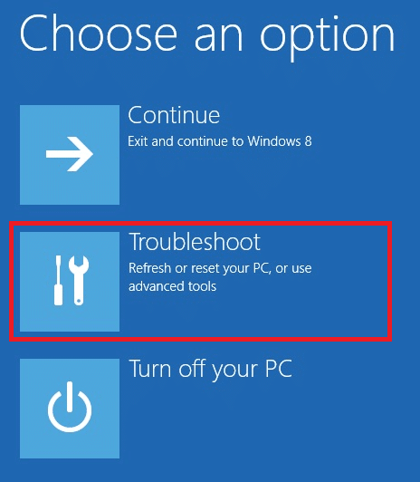 ที่นี่ คลิกที่ Troubleshoot