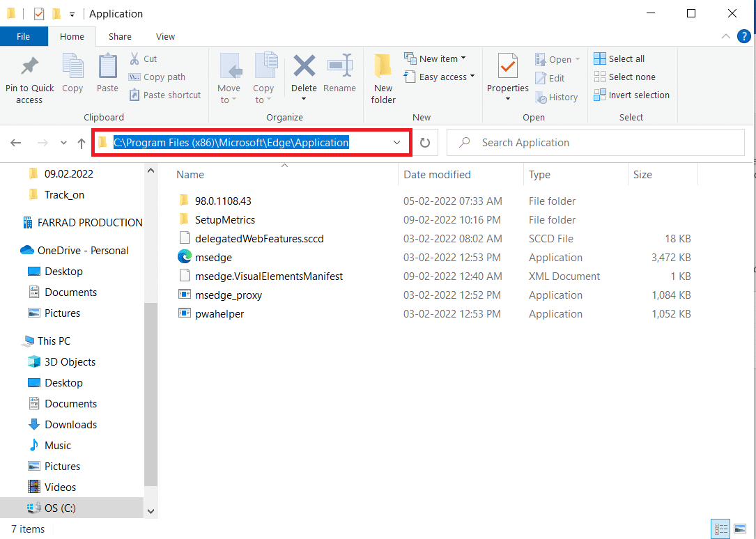 Uygulamanın konumuna gidin. Microsoft Edge'de Hata STATUS BREAKPOINT Düzeltme