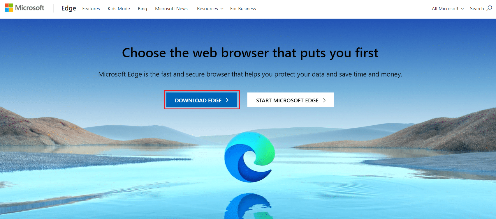 scarica Microsoft Edge dal sito Web ufficiale