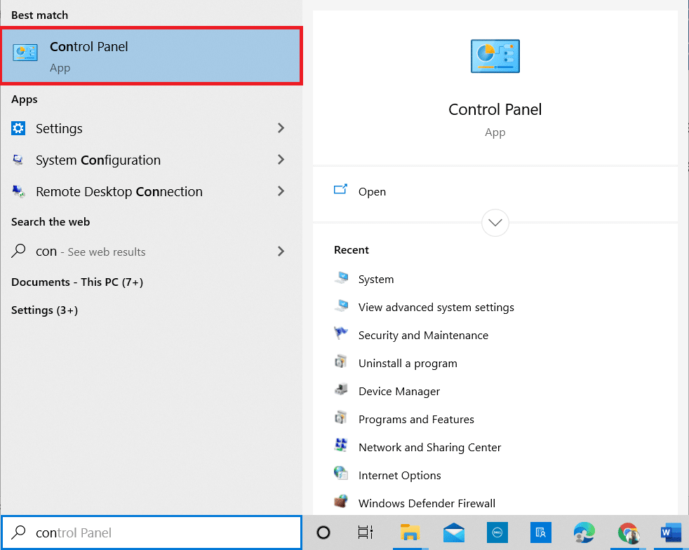 Tekan tombol Windows. Ketik Control Panel dan luncurkan untuk memperbaiki pegangannya adalah kesalahan yang tidak valid