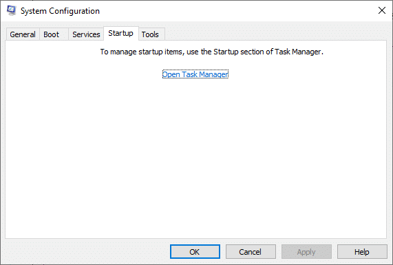 Wechseln Sie nun zur Registerkarte Start und klicken Sie auf den Link zum Öffnen des Task-Managers