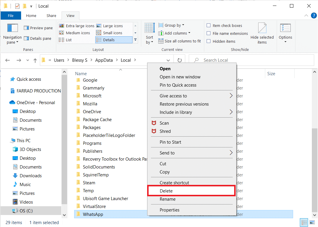 검색 메뉴를 사용하여 결함이 있는 폴더를 찾아 삭제하십시오. Windows 오류 0 ERROR_SUCCESS 수정 작업이 성공적으로 완료되었습니다.