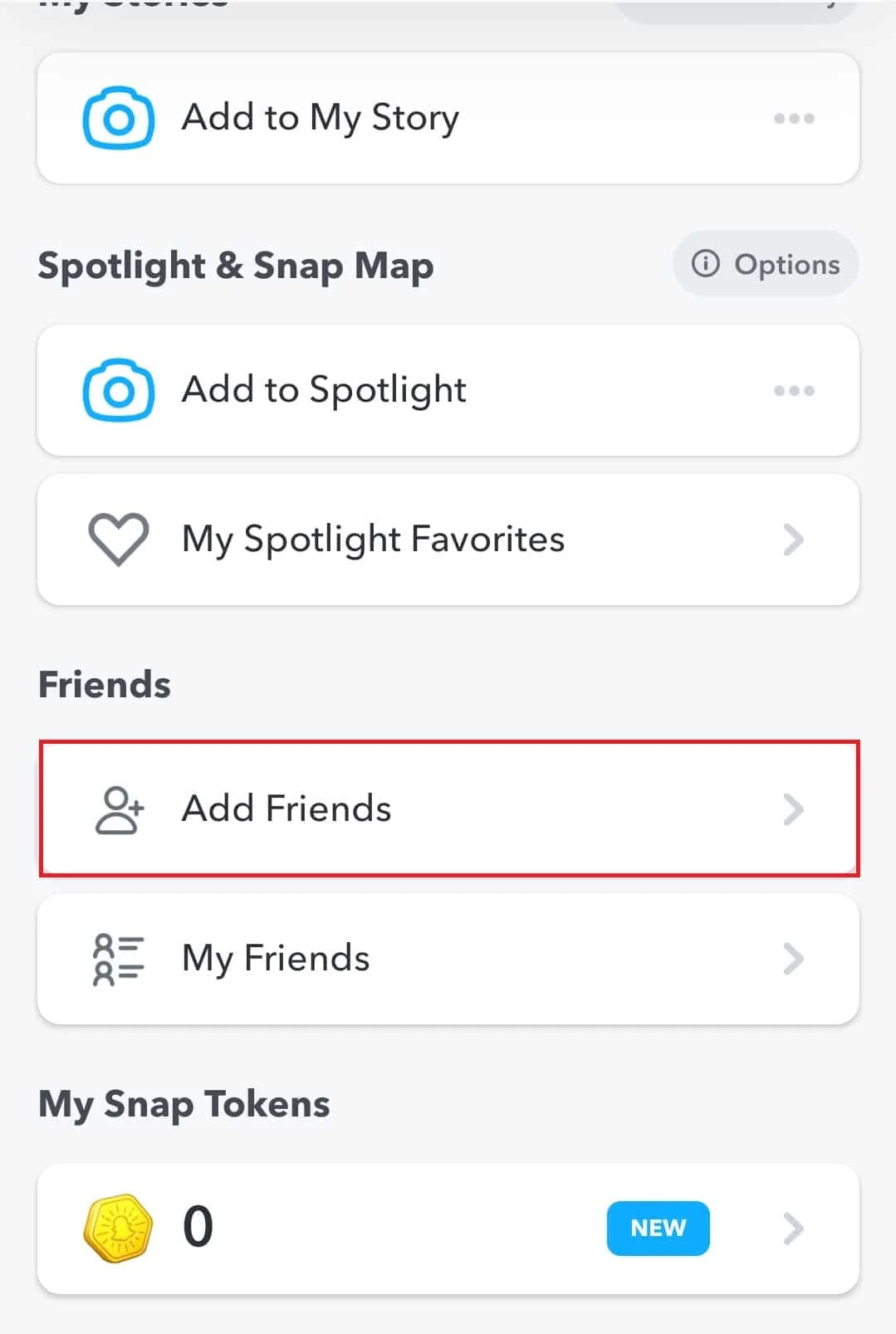 Appuyez sur Ajouter des amis | Snapchat ne chargera pas les snaps ou les histoires