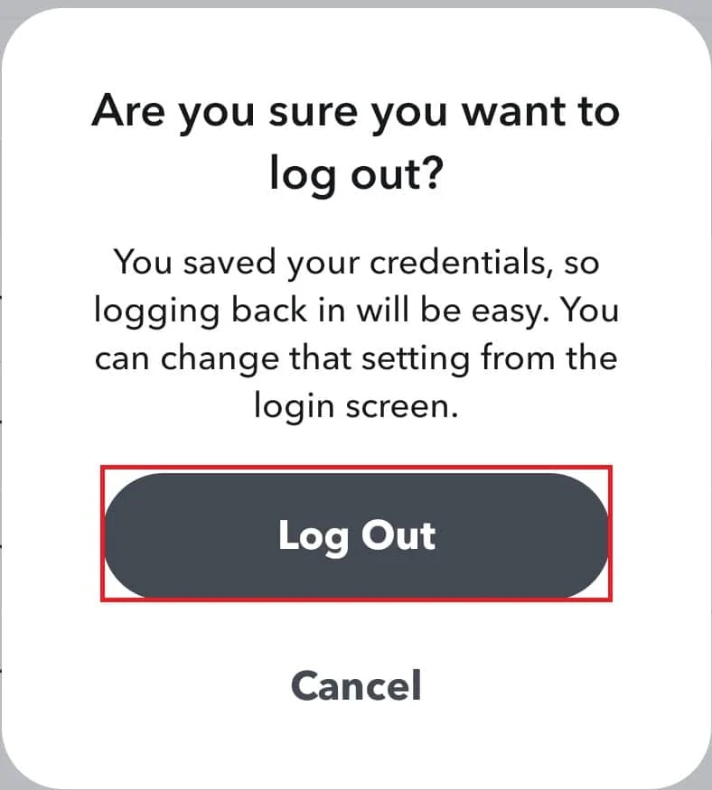 Konfirmasikan prompt dengan mengetuk Log Out