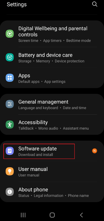 Vaya a Actualización de software en la configuración del teléfono