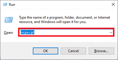 键入 ncpa.cpl 命令并按 Enter。修复您的连接在 Microsoft Edge 中被中断