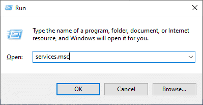 다음과 같이 services.msc를 입력하고 확인을 클릭합니다. Windows 10에서 Teamviewer가 연결되지 않는 문제 수정