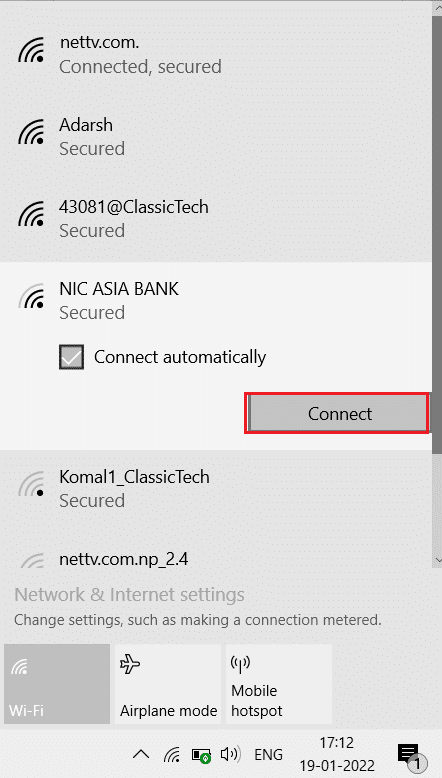 连接到不同的wifi网络窗口