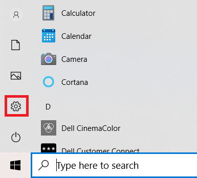 Tekan tombol Windows. Klik pada ikon Pengaturan | RESULT_CODE_HUNG