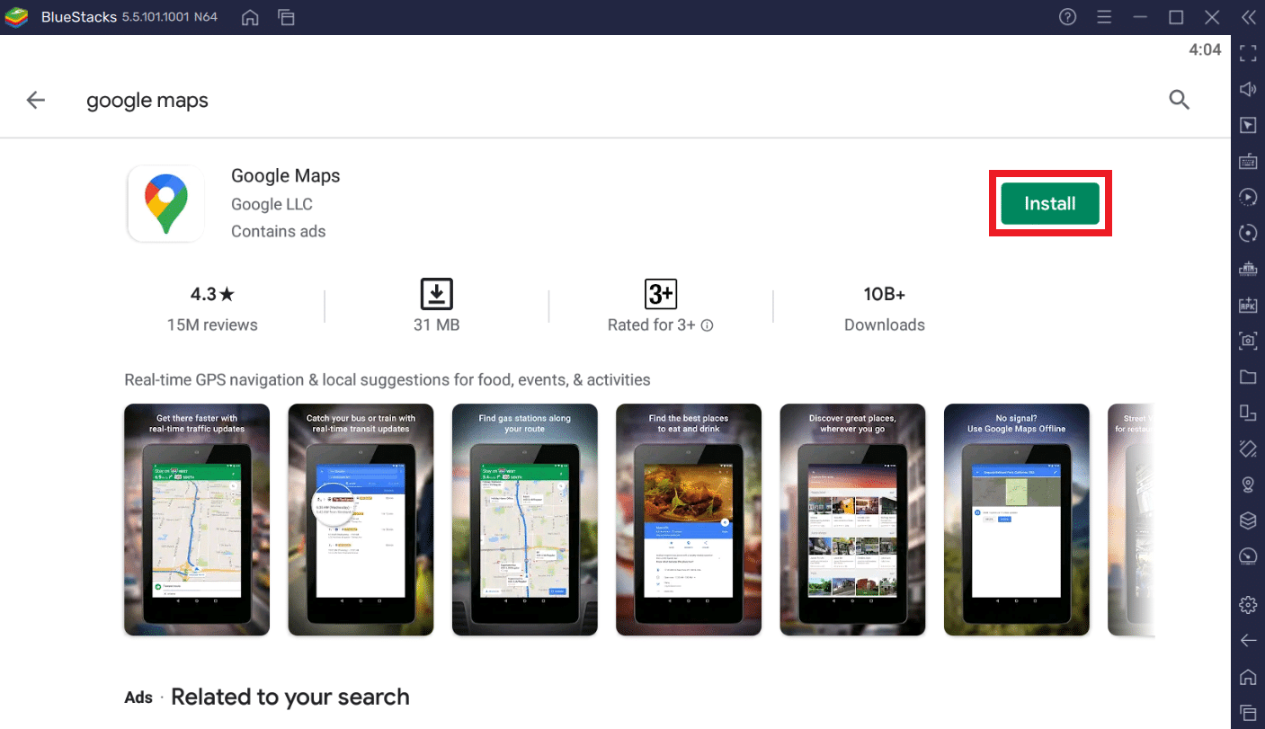 Instalați Google Maps Play Store