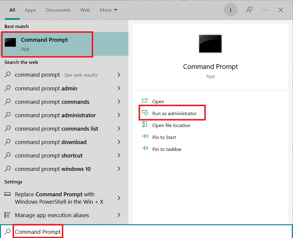 Cari Command Prompt di bilah pencarian Windows dan klik Run as Administrator