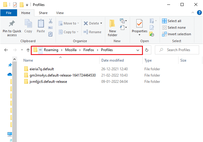 După cum sa discutat în metoda de mai sus, deschideți folderul Profil Firefox navigând la folderul Profil Firefox în Windows Explorer. Remediați Firefox nu răspunde