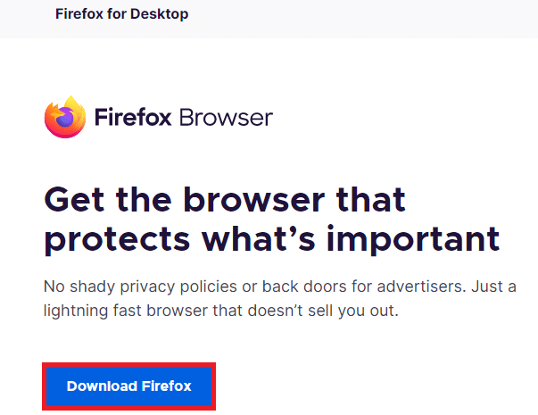 Baixe o navegador Firefox no site oficial