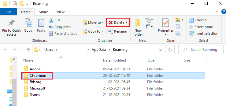 選擇 AppData Roaming 文件夾並導航到 Chromium 文件夾。如何卸載鉻 Windows 10