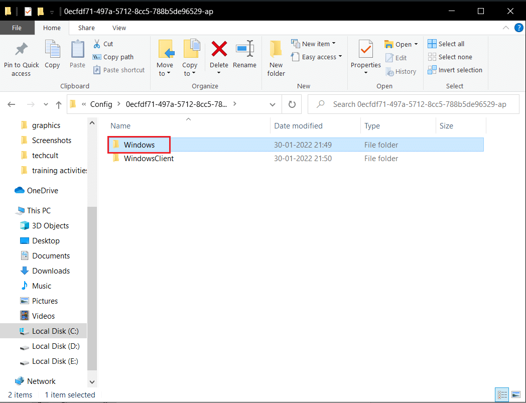 deschideți folderul Windows în dosarul local appdata salvat în config