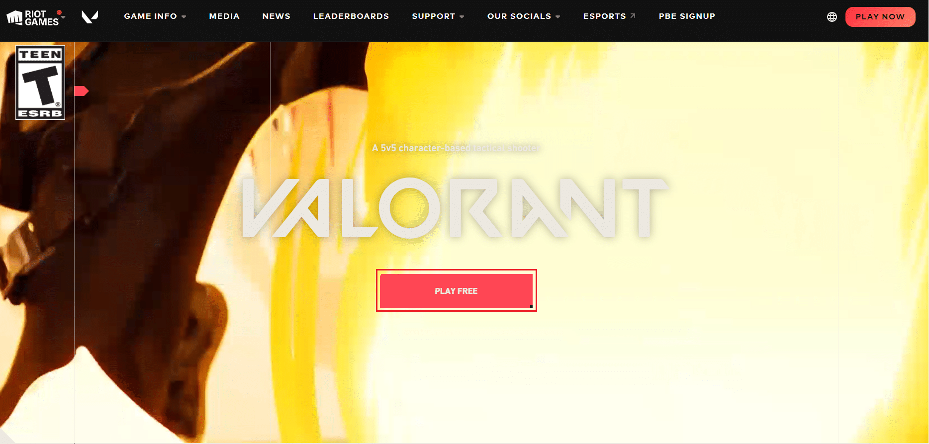 Página de descarga oficial de Valorant