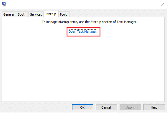 Faceți clic pe Deschidere Task Manager din fila Pornire