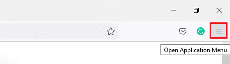 Como você fez anteriormente, clique no ícone Menu no Firefox. Corrigir sem som no Firefox no Windows 10