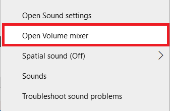 حدد خيار Open Volume mixer