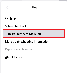 Para desativar o modo de solução de problemas, clique em Modo de solução de problemas desativado. Corrigir sem som no Firefox no Windows 10