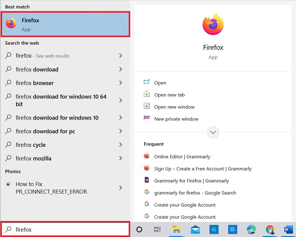 Appuyez sur la touche Windows. Tapez Firefox et ouvrez-le. Correction de l'absence de son dans Firefox sur Windows 10