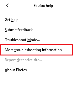 Wählen Sie nun die Option Weitere Informationen zur Fehlerbehebung. Kein Ton in Firefox unter Windows 10 beheben