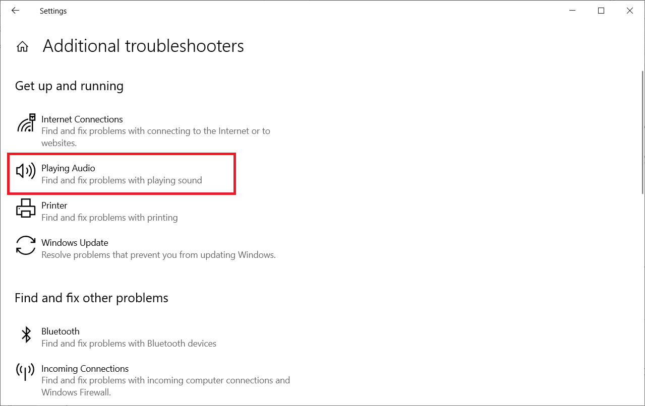 sélectionnez Playing Sound, qui s'affiche dans la section Get up and running. Correction de l'absence de son dans Firefox sur Windows 10