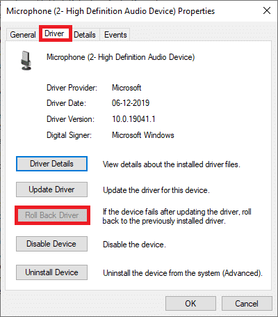 Passa alla scheda Driver e seleziona Rollback driver. Risolto il problema con l'assenza di suono in Firefox su Windows 10