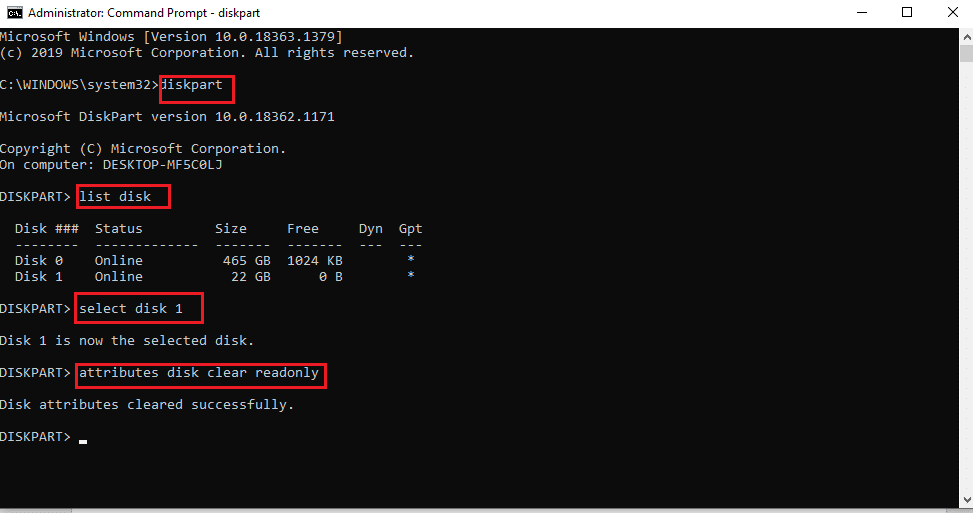 Ketik setiap perintah dan tekan Enter setiap kali. Perbaiki Dota 2 Disk Write Error