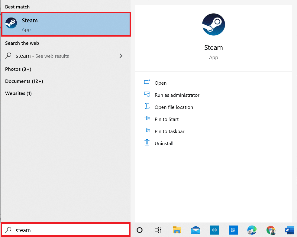 กดปุ่ม Windows พิมพ์ Steam และเปิดใช้งานบนพีซีของคุณ