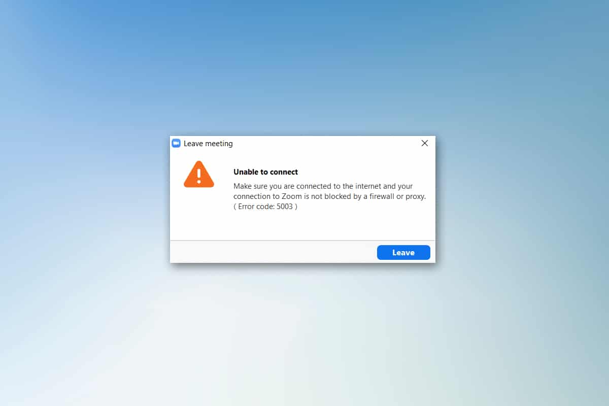 Remediați codul de eroare 5003 care nu se poate conecta la Zoom