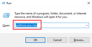 Digite perfmon.exe res e pressione Enter. Corrigir o estrangulamento térmico do laptop