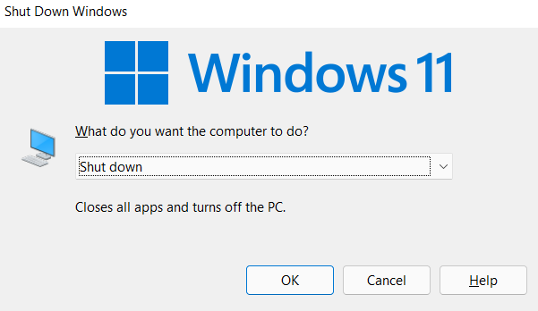 Tekan tombol Alt + F4 pada keyboard untuk memunculkan popup Shut Down Windows | cara memaksa keluar dari program di Windows 11